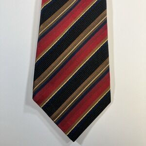JZ Richards Boulder Colorado Silk Tie Black Red Gold Stripe Handmade in the USA
